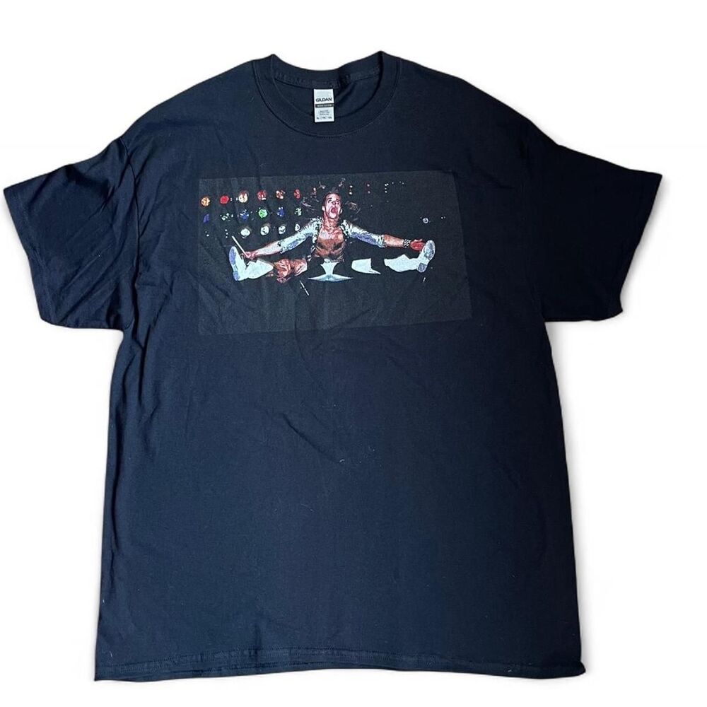 Unisex Black and multi-colored rocker graphic tee